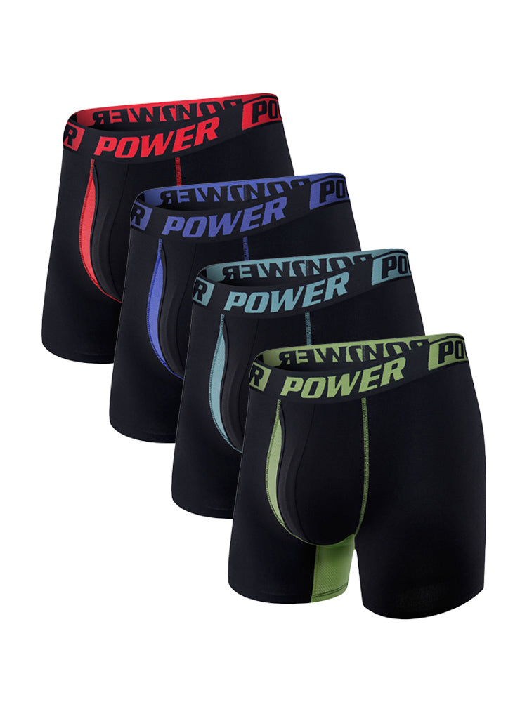 4 Pack Men's Mid-Rise Color Block Mesh Breathable Boxer Briefs | dmunderwear detail image 12