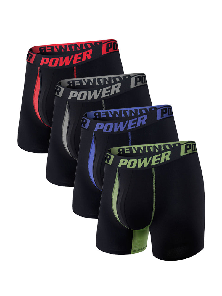 4 Pack Men's Mid-Rise Color Block Mesh Breathable Boxer Briefs | dmunderwear detail image 17