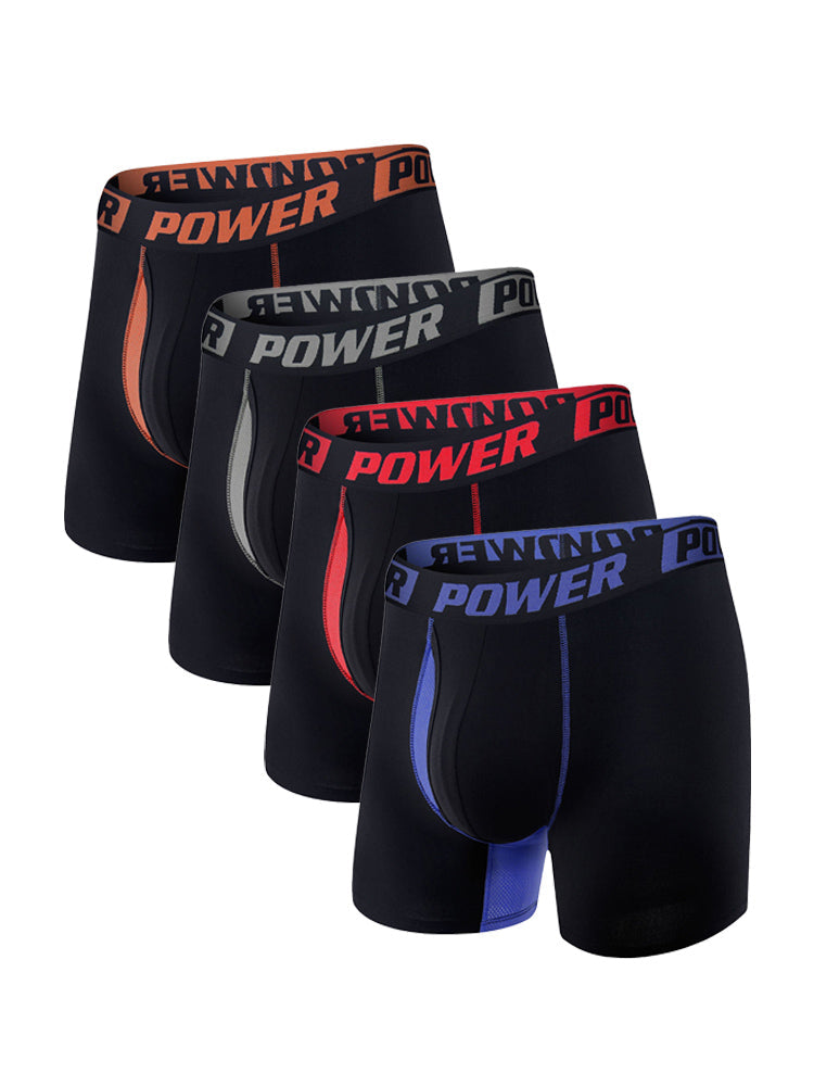 4 Pack Men's Mid-Rise Color Block Mesh Breathable Boxer Briefs | dmunderwear detail image 2