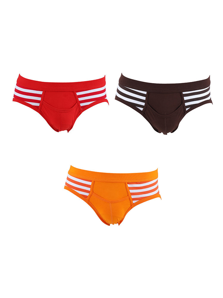 3 Pack Men's Mid-Rise Cotton Striped Briefs | dmunderwear detail image 14