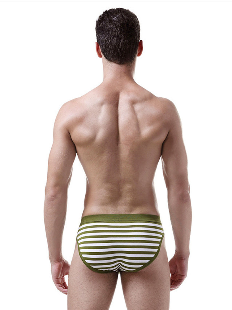 3 Pack Men's Mid-Rise Cotton Striped Briefs | dmunderwear detail image 3