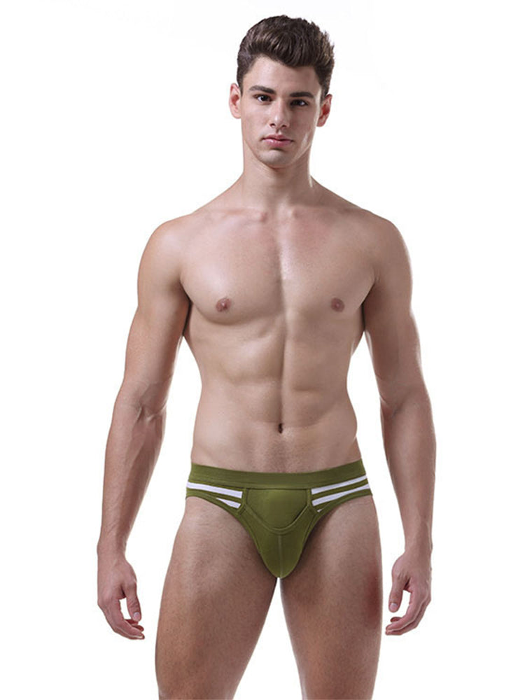 3 Pack Men's Mid-Rise Cotton Striped Briefs | dmunderwear detail image 5