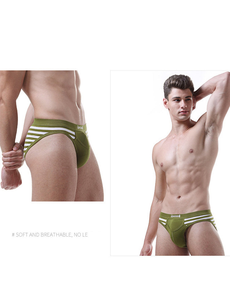 3 Pack Men's Mid-Rise Cotton Striped Briefs | dmunderwear detail image 6