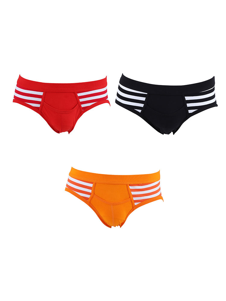 3 Pack Men's Mid-Rise Cotton Striped Briefs | dmunderwear detail image 8