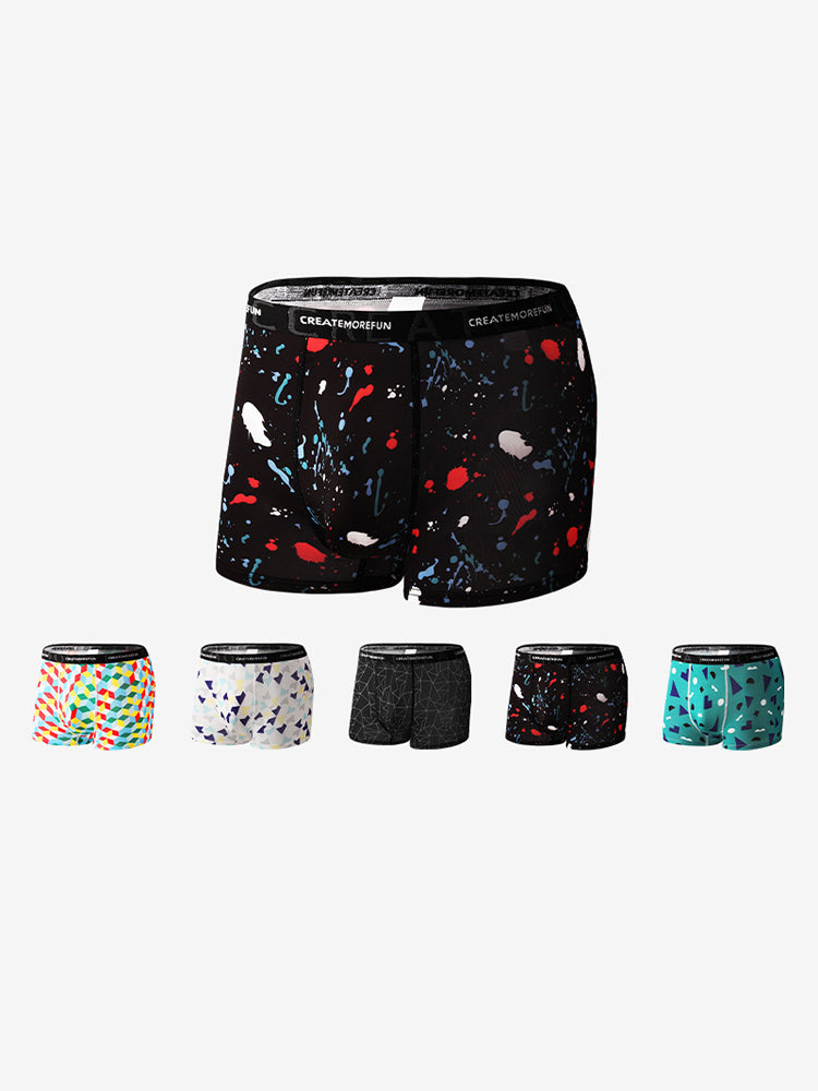4 Pack Men's Mid-Rise Lightweight Printed Seamless Comfort Trunks | dmunderwear