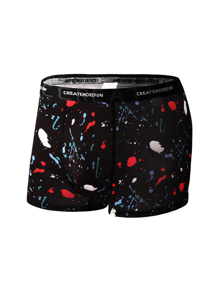 4 Pack Men's Mid-Rise Lightweight Printed Seamless Comfort Trunks | dmunderwear detail image 10