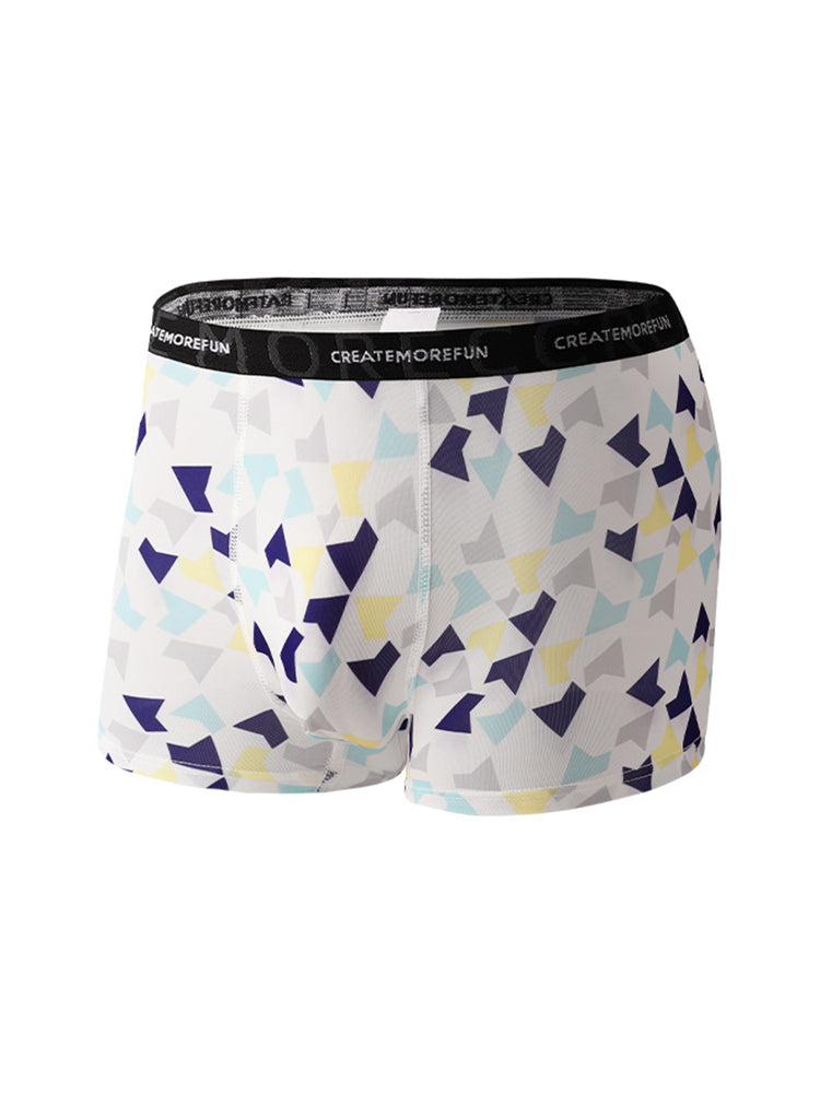 4 Pack Men's Mid-Rise Lightweight Printed Seamless Comfort Trunks | dmunderwear detail image 12