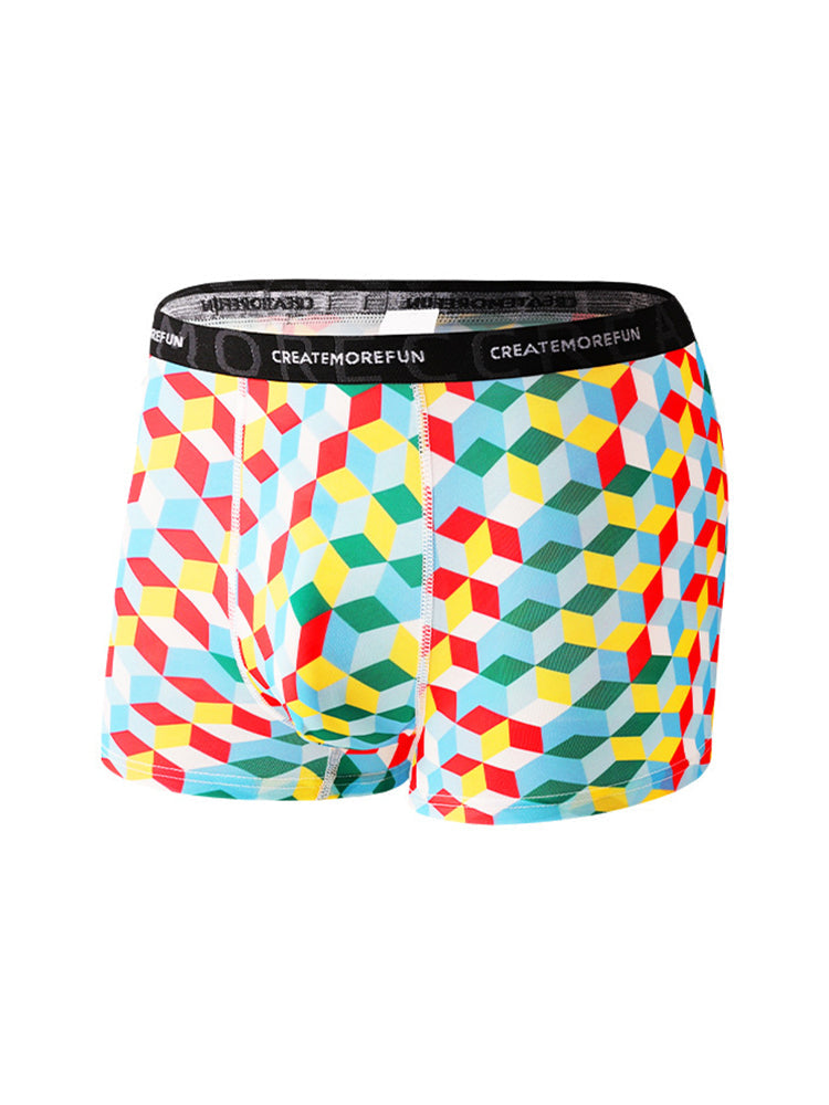 4 Pack Men's Mid-Rise Lightweight Printed Seamless Comfort Trunks | dmunderwear detail image 13