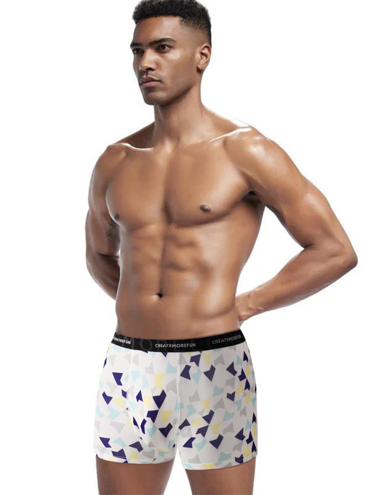 4 Pack Men's Mid-Rise Lightweight Printed Seamless Comfort Trunks | dmunderwear detail image 3