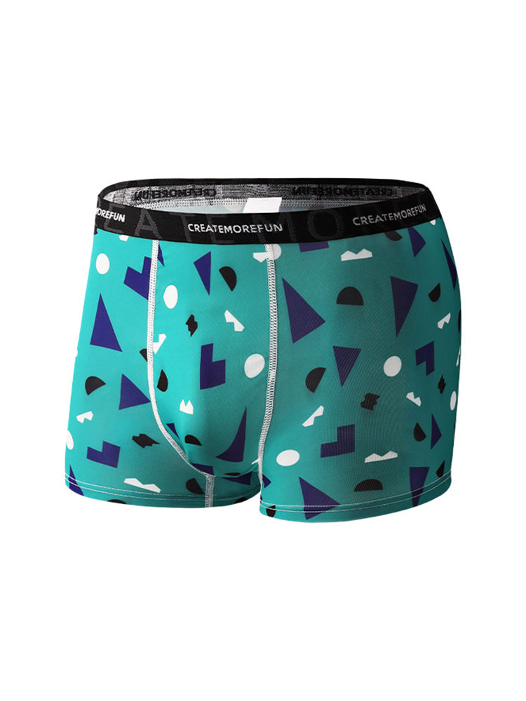 4 Pack Men's Mid-Rise Lightweight Printed Seamless Comfort Trunks | dmunderwear detail image 8