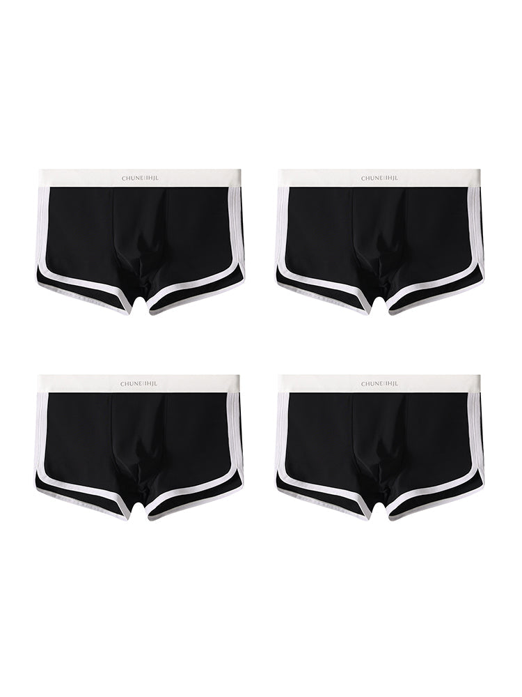 4 Pack Men's Mid-Rise Solid Color Stretch Fit Breathable Trunks | dmunderwear detail image 10