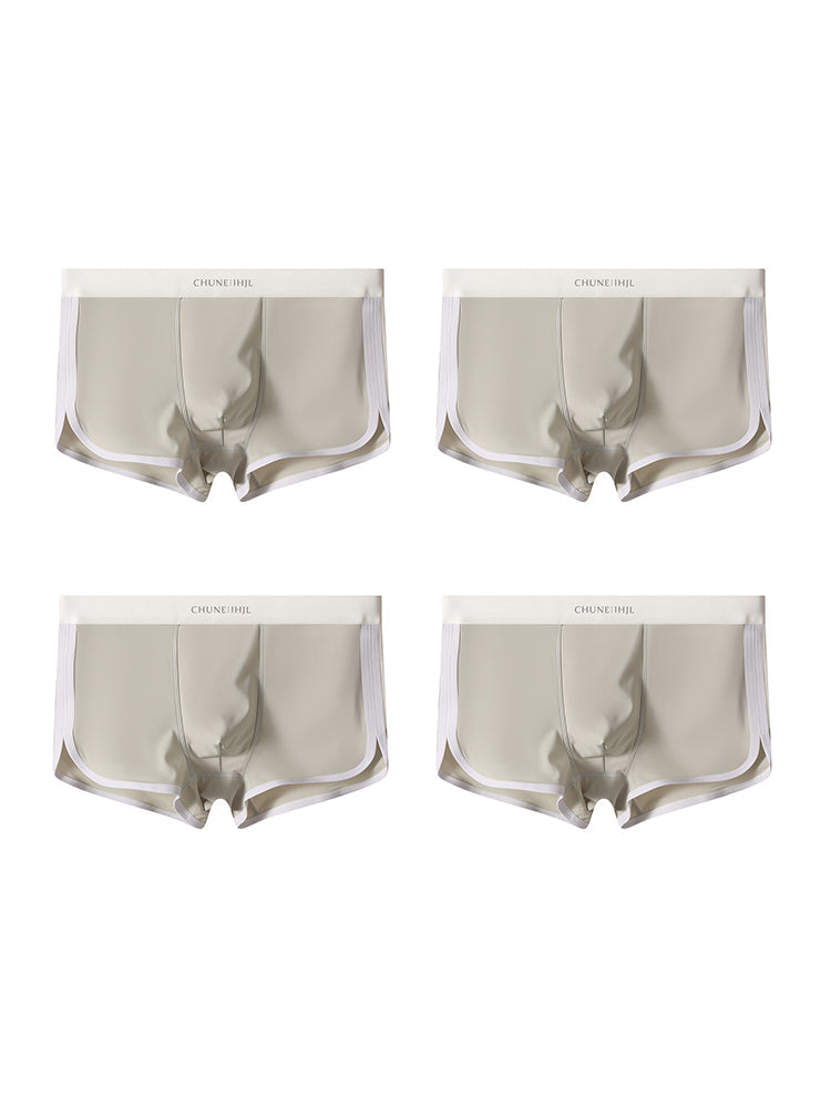 4 Pack Men's Mid-Rise Solid Color Stretch Fit Breathable Trunks | dmunderwear detail image 14