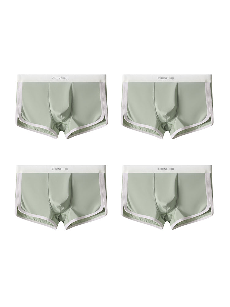 4 Pack Men's Mid-Rise Solid Color Stretch Fit Breathable Trunks | dmunderwear detail image 18