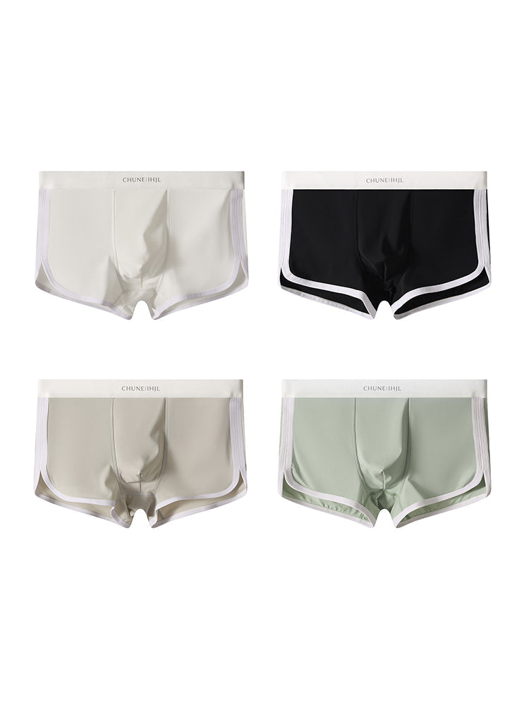 4 Pack Men's Mid-Rise Solid Color Stretch Fit Breathable Trunks | dmunderwear detail image 2