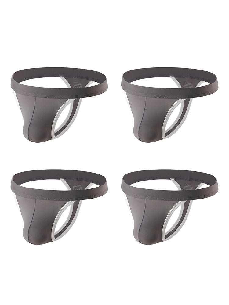 4 Pack Men's Mid-Rise Summer Ice Silk Mesh Thongs | dmunderwear detail image 16