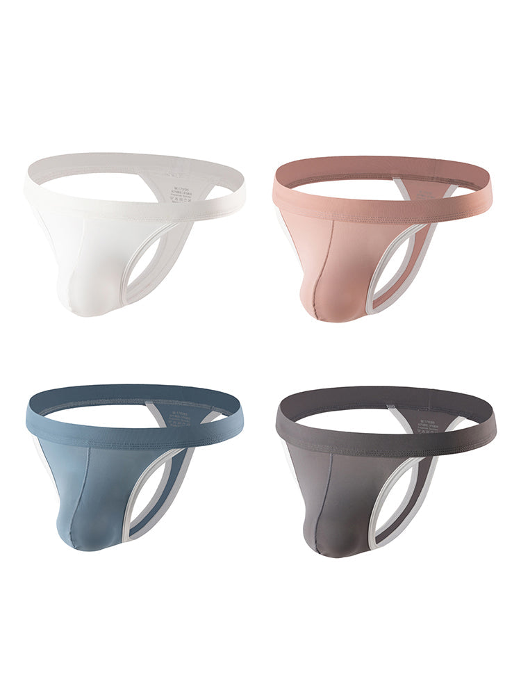4 Pack Men's Mid-Rise Summer Ice Silk Mesh Thongs | dmunderwear detail image 2