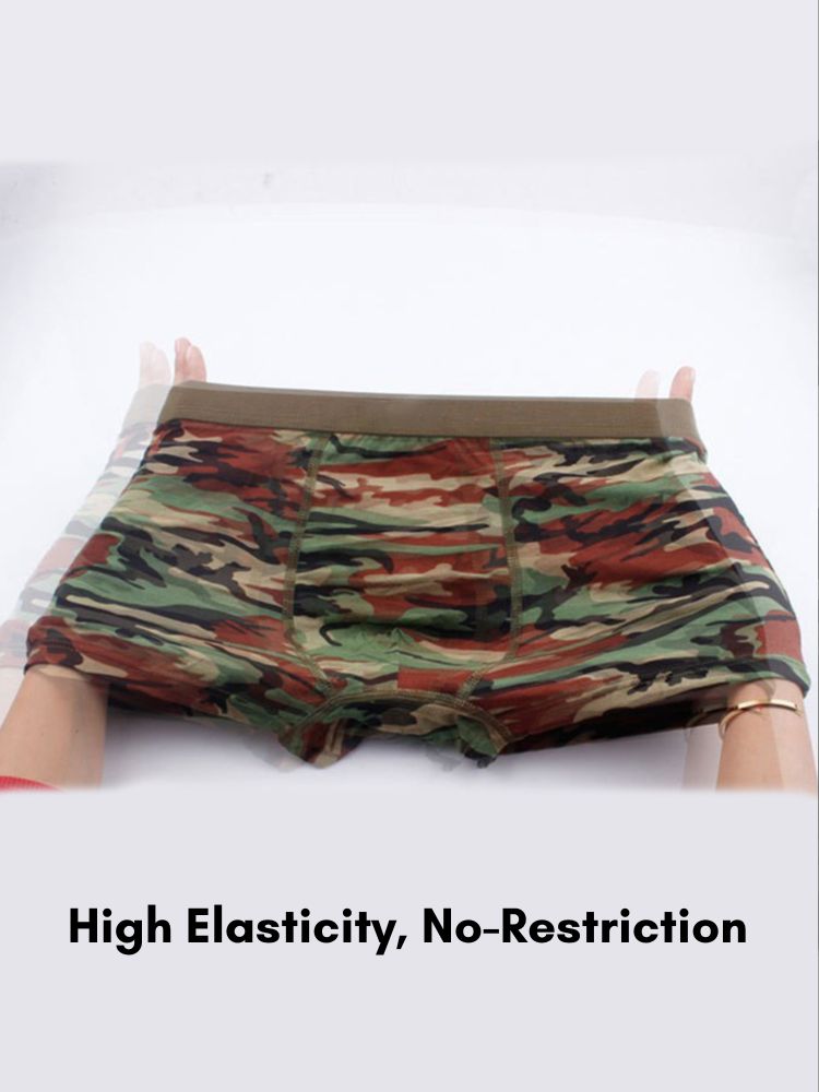 4 Pack Men's Breathable Recycled-Fiber Camo Trunks | dmunderwear detail image 11