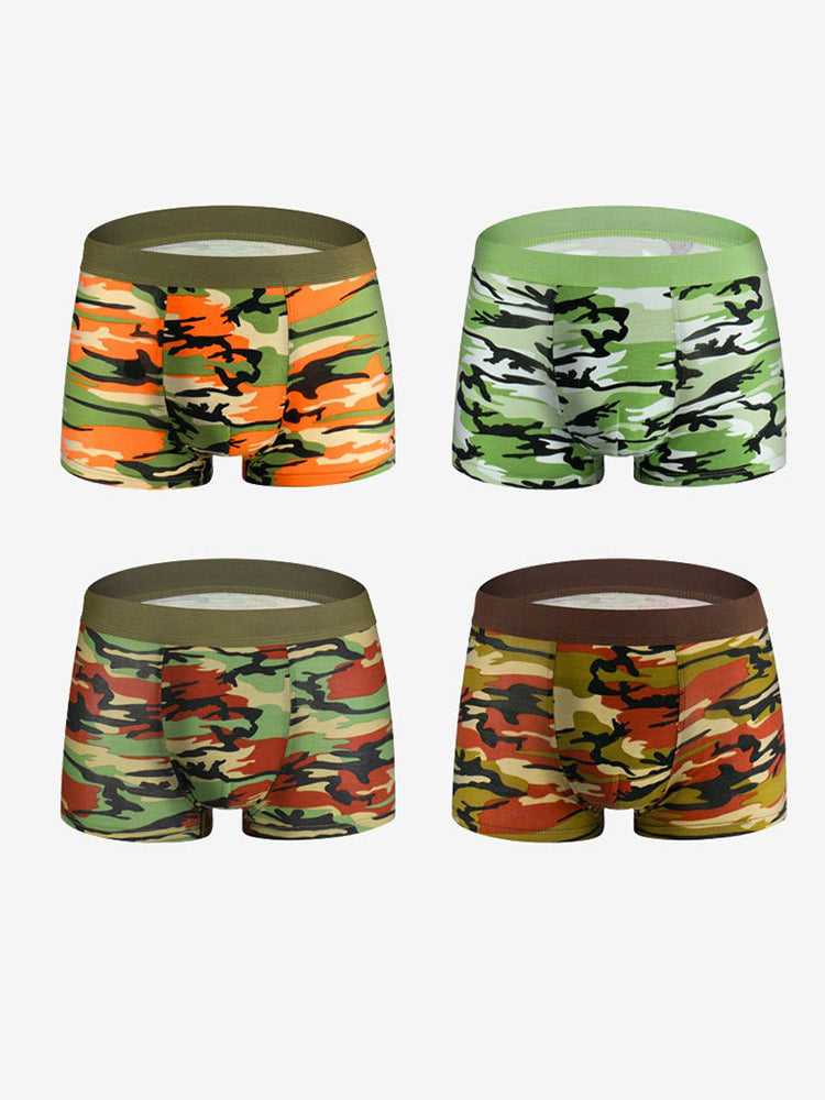 4 Pack Men's Breathable Recycled-Fiber Camo Trunks | dmunderwear detail image 16