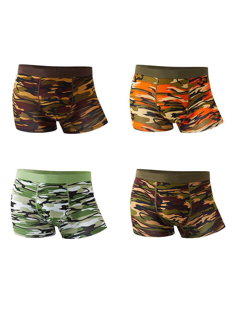 4 Pack Men's Breathable Recycled-Fiber Camo Trunks | dmunderwear detail image 2