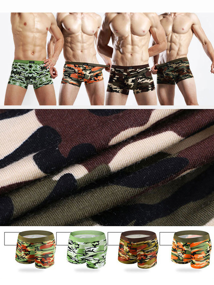 4 Pack Men's Breathable Recycled-Fiber Camo Trunks | dmunderwear detail image 4