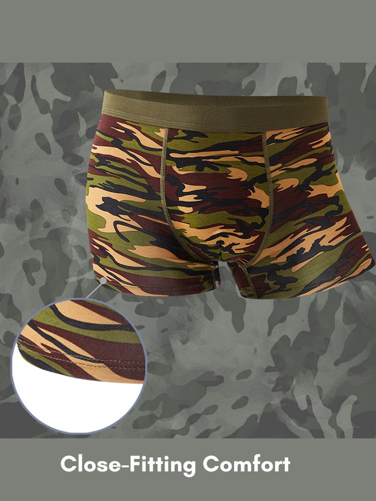 4 Pack Men's Breathable Recycled-Fiber Camo Trunks | dmunderwear detail image 7