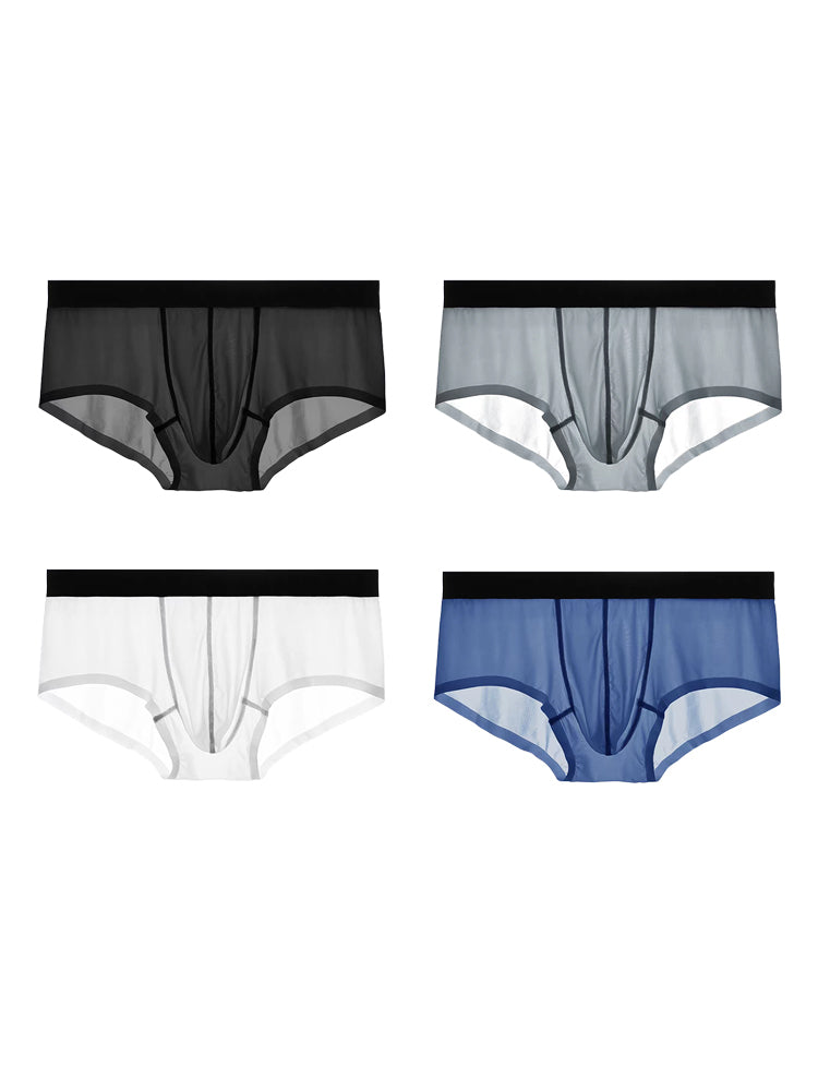 4 Pack Men's Moisture-Wicking Ice Silk Breathable Stretch Fit Trunks | dmunderwear detail image 2