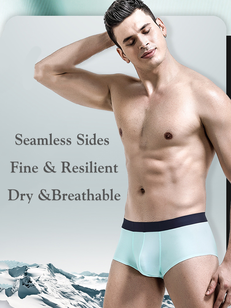 4 Pack Men's Moisture-Wicking Ice Silk Breathable Stretch Fit Trunks | dmunderwear detail image 4