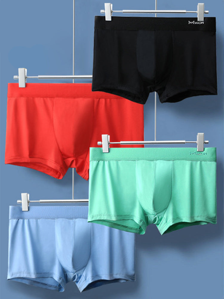 4 Pack Men's Pouch Anti-bacterial Silk Underwear | dmunderwear detail image 4