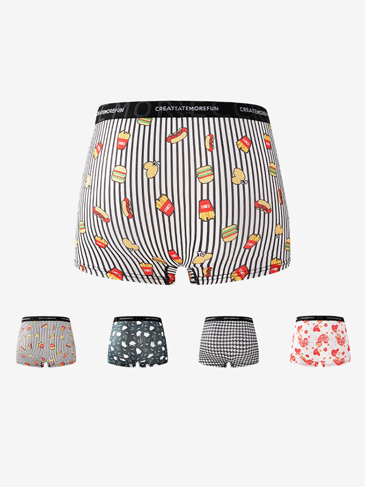 4 Pack Men's Printed Quick-Dry Fabric Stretch Fit Lightweight Trunks | dmunderwear detail image 4