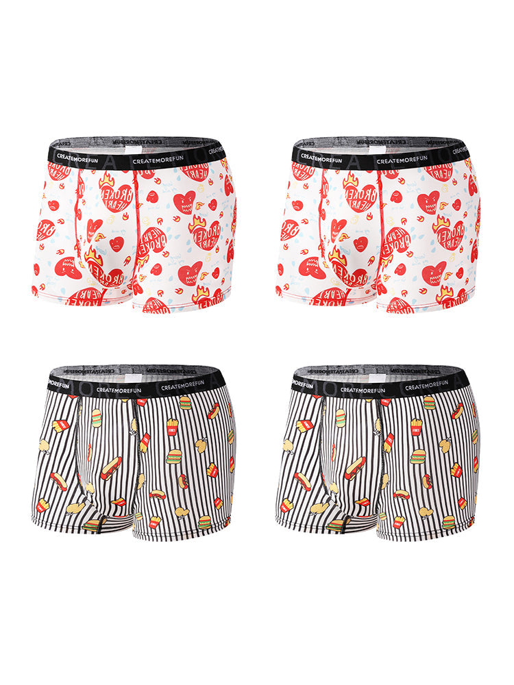 4 Pack Men's Printed Quick-Dry Fabric Stretch Fit Lightweight Trunks | dmunderwear detail image 7