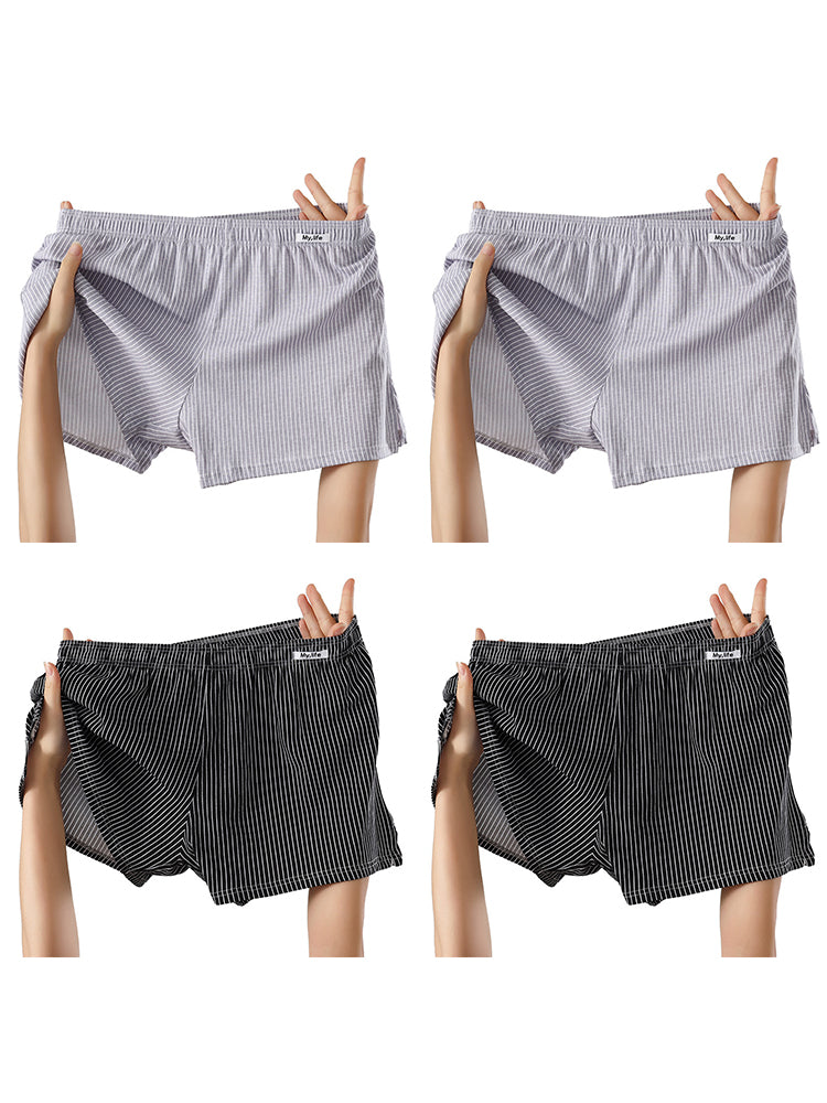 4 Pack Men's Pure Cotton Loose-Fit Antibacterial Home Sleep Boxer Shorts | dmunderwear detail image 14