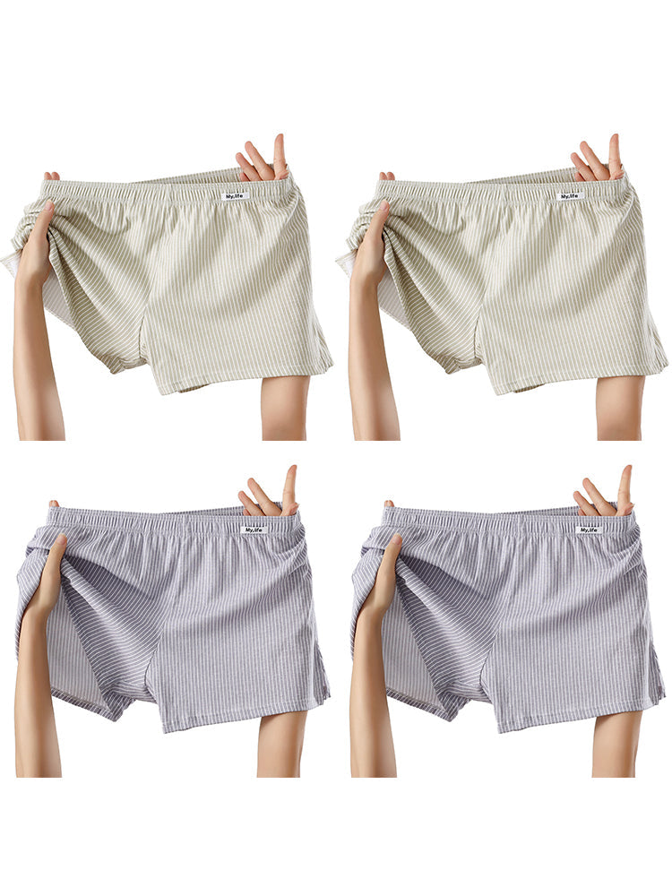 4 Pack Men's Pure Cotton Loose-Fit Antibacterial Home Sleep Boxer Shorts | dmunderwear detail image 17