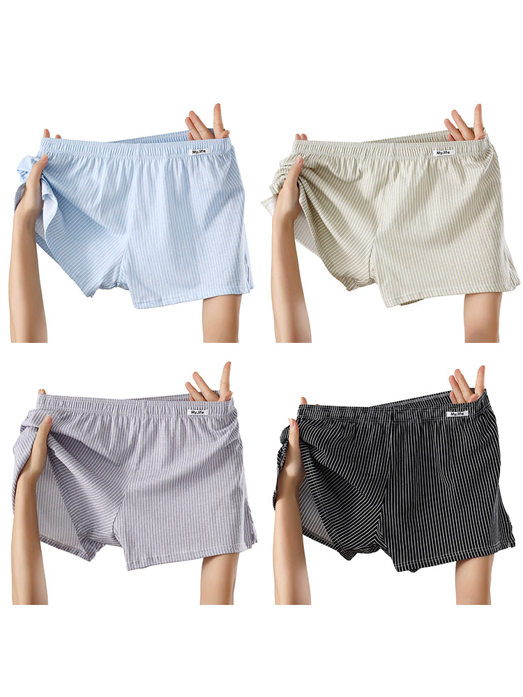 4 Pack Men's Pure Cotton Loose-Fit Antibacterial Home Sleep Boxer Shorts | dmunderwear detail image 2