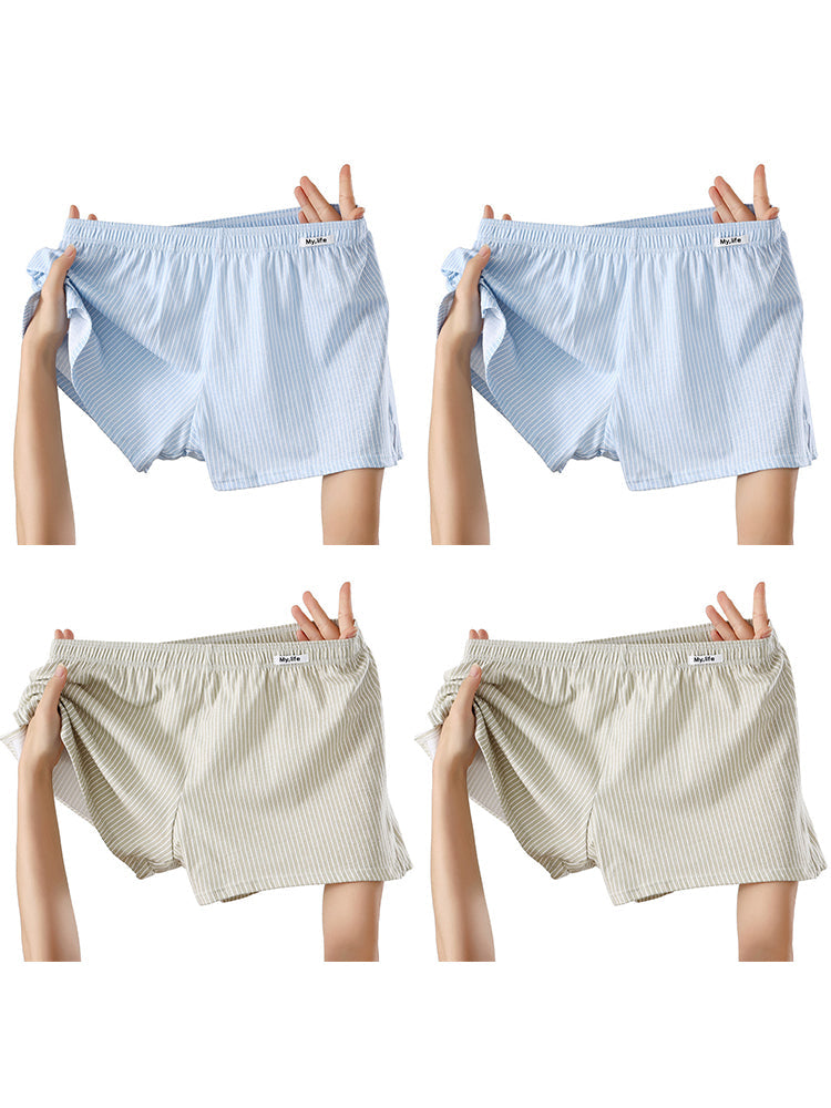 4 Pack Men's Pure Cotton Loose-Fit Antibacterial Home Sleep Boxer Shorts | dmunderwear detail image 8
