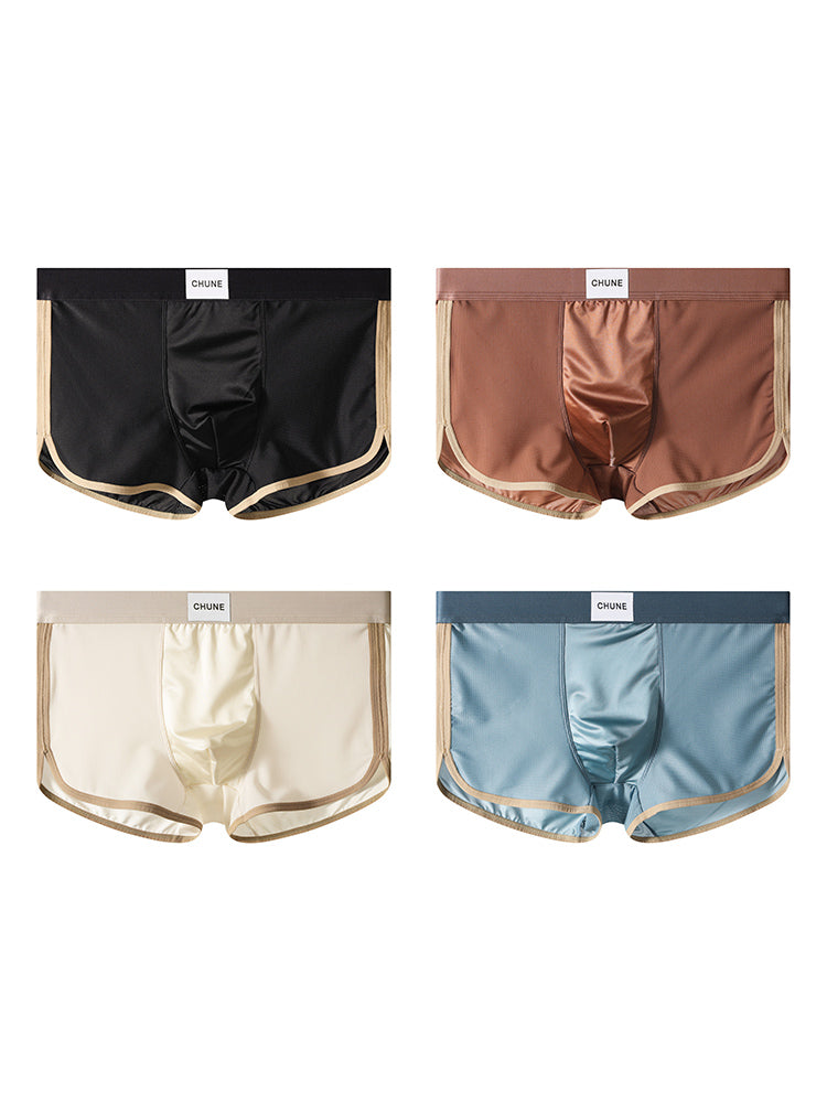 4 Pack Men's Seamless Comfort Second-Skin Feel Antibacterial Pouch Trunks | dmunderwear detail image 2