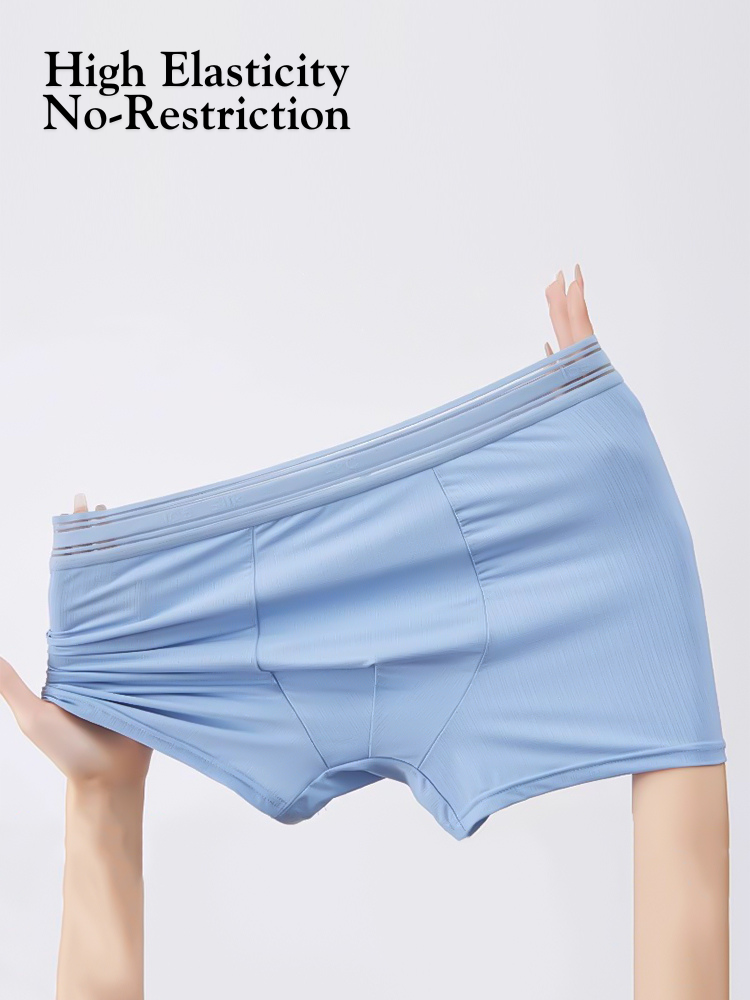 4 Pack Men's Seamless Cooling Ice Silk Antibacterial Mid-Rise Trunks | dmunderwear detail image 10
