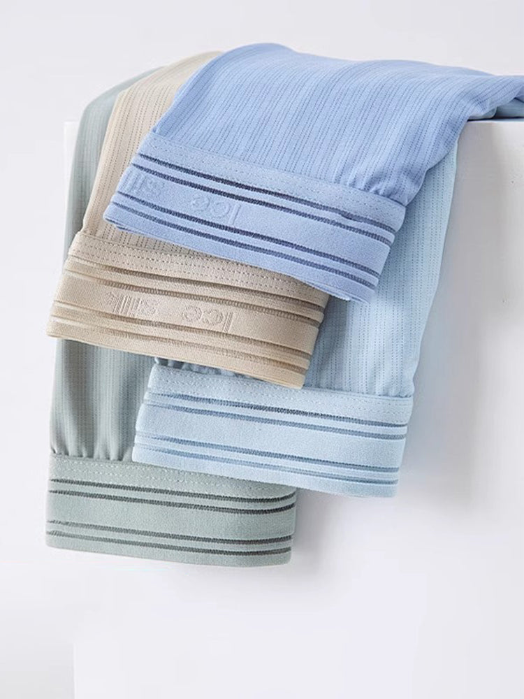 4 Pack Men's Seamless Cooling Ice Silk Antibacterial Mid-Rise Trunks | dmunderwear detail image 15