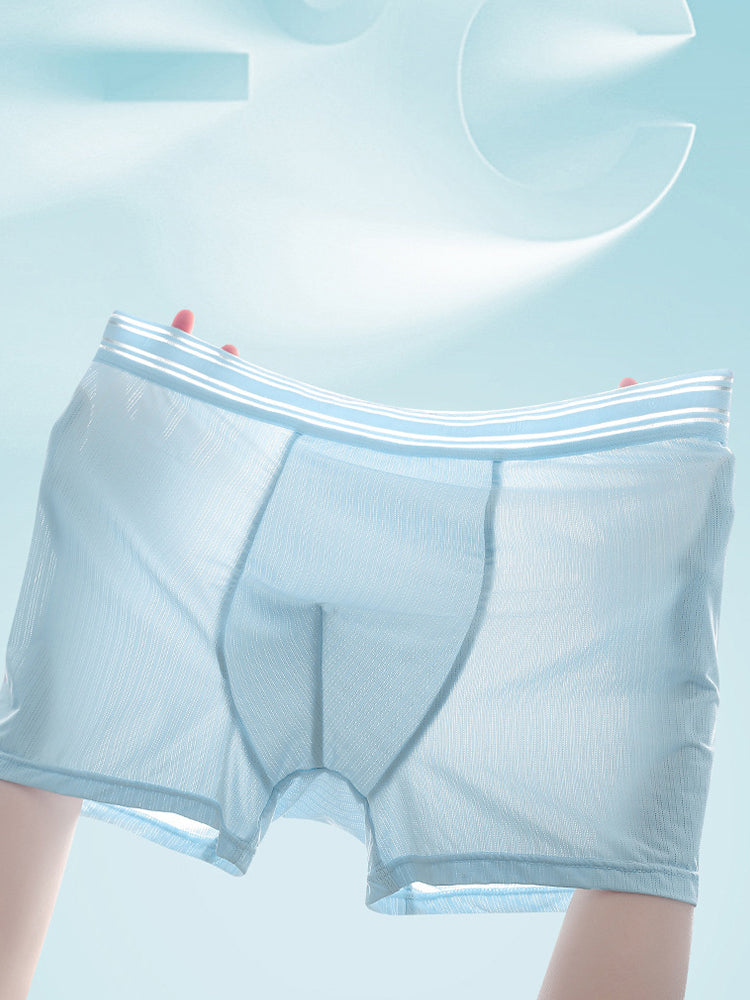 4 Pack Men's Seamless Cooling Ice Silk Antibacterial Mid-Rise Trunks | dmunderwear detail image 18