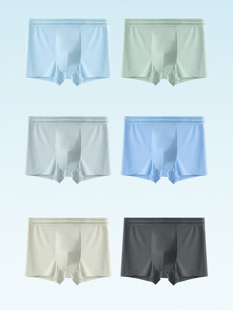 4 Pack Men's Seamless Cooling Ice Silk Antibacterial Mid-Rise Trunks | dmunderwear detail image 19