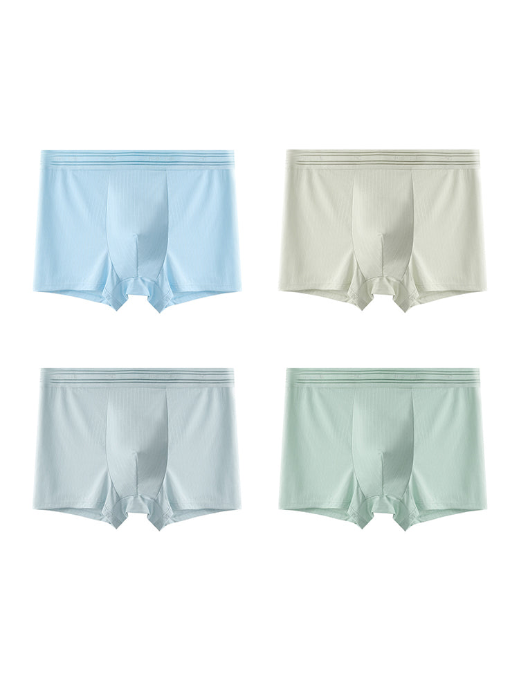 4 Pack Men's Seamless Cooling Ice Silk Antibacterial Mid-Rise Trunks | dmunderwear detail image 2