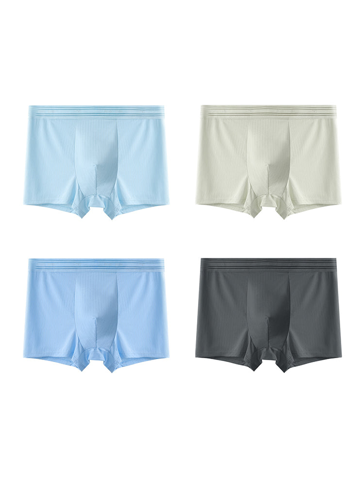4 Pack Men's Seamless Cooling Ice Silk Antibacterial Mid-Rise Trunks | dmunderwear detail image 9