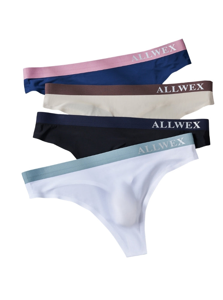 4 Pack Men's Seamless Ice Silk Cooling Touch Low-Rise Thongs | dmunderwear detail image 11