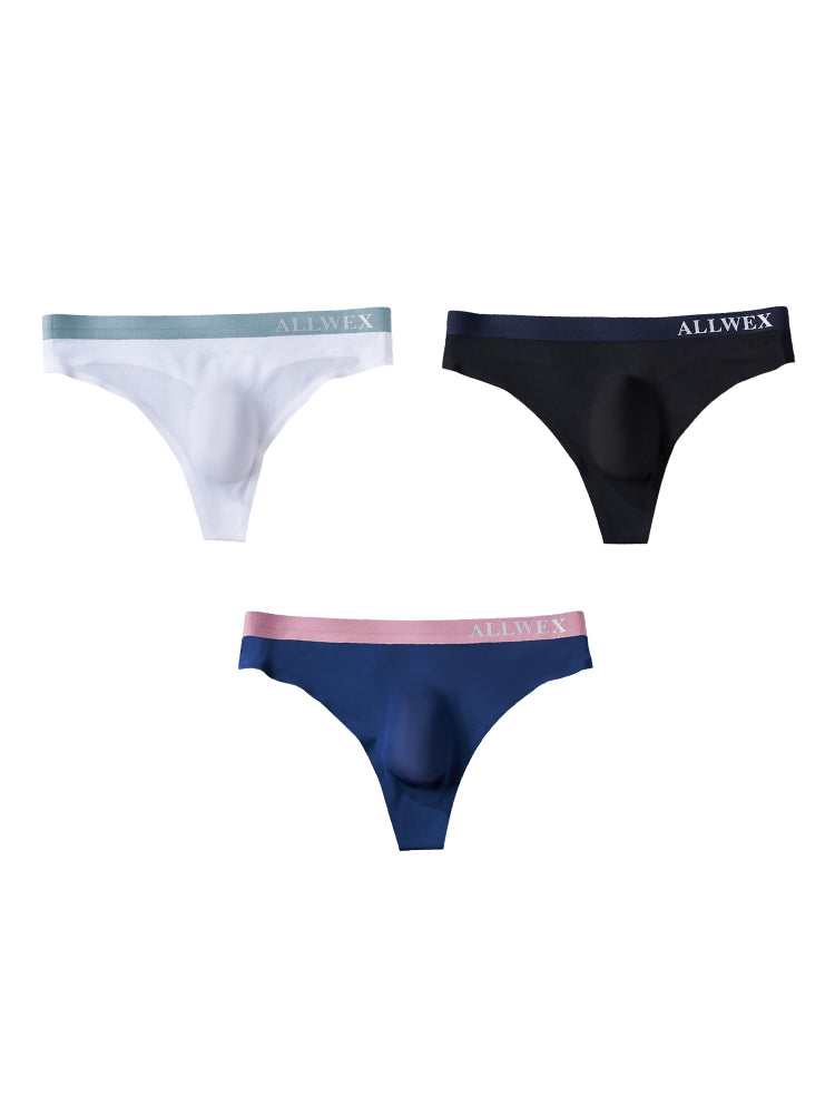 4 Pack Men's Seamless Ice Silk Cooling Touch Low-Rise Thongs | dmunderwear detail image 19