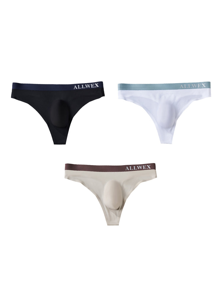 4 Pack Men's Seamless Ice Silk Cooling Touch Low-Rise Thongs | dmunderwear detail image 2