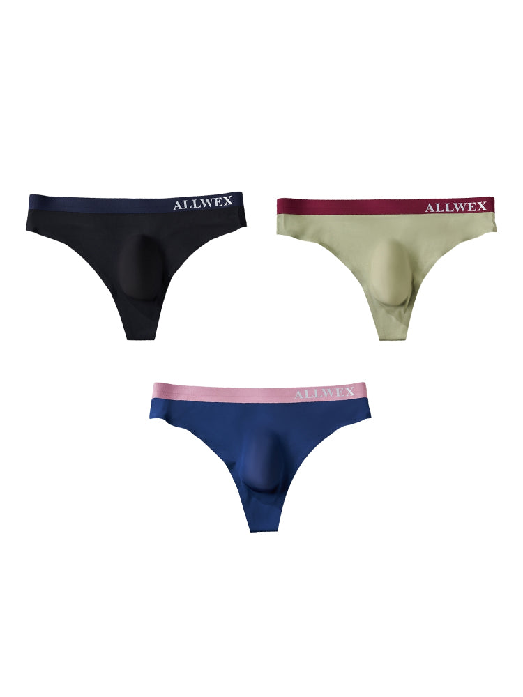 4 Pack Men's Seamless Ice Silk Cooling Touch Low-Rise Thongs | dmunderwear detail image 8