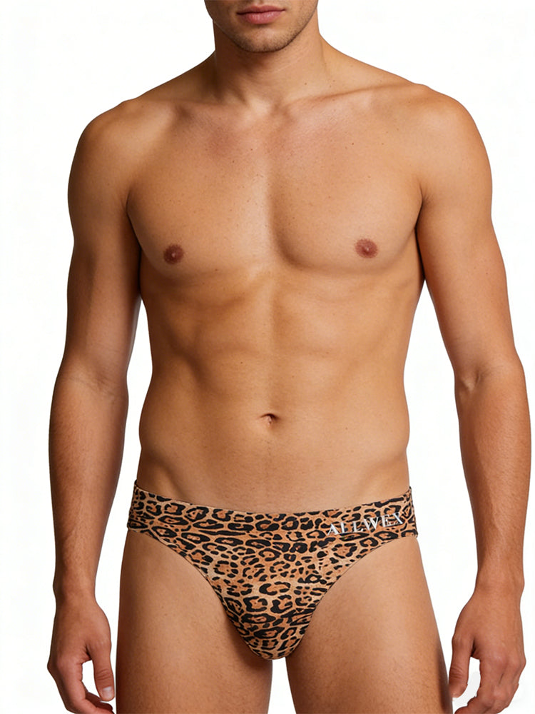 4 Pack Men's Seamless Leopard Print Low-Rise & Quick-Dry Thongs | dmunderwear