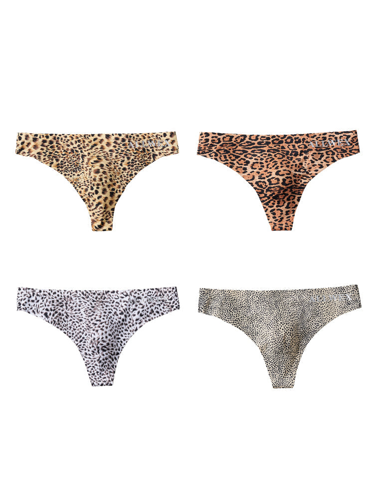 4 Pack Men's Seamless Leopard Print Low-Rise & Quick-Dry Thongs | dmunderwear detail image 8