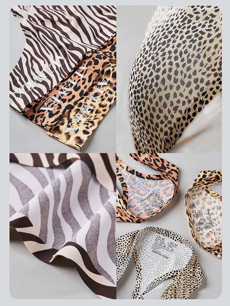 4 Pack Men's Seamless Leopard Print Low-Rise & Quick-Dry Thongs | dmunderwear detail image 9