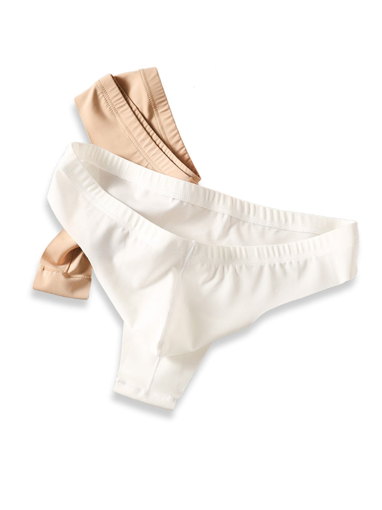 4-Pack Men's Seamless Solid Color Stretch Fit Ice Silk Thong | dmunderwear detail image 4