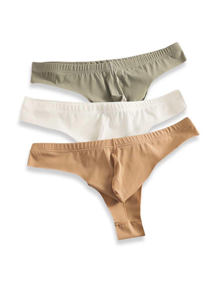 4-Pack Men's Seamless Solid Color Stretch Fit Ice Silk Thong | dmunderwear detail image 6